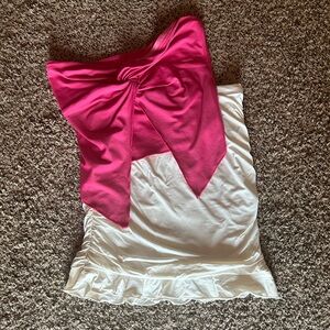 White Ruched Mini Skirt